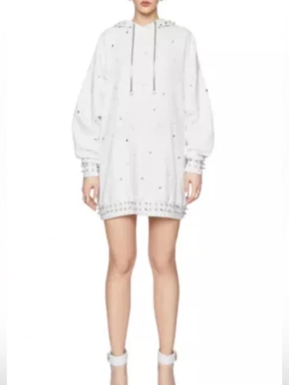 Rebecca Minkoff Downtown Studded Sweatshirt Dress In Neutral - size Small - NEW - Picture 4 of 7